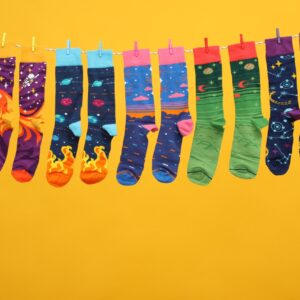 Casual clothes and wearing concept – socks, clothes for foot